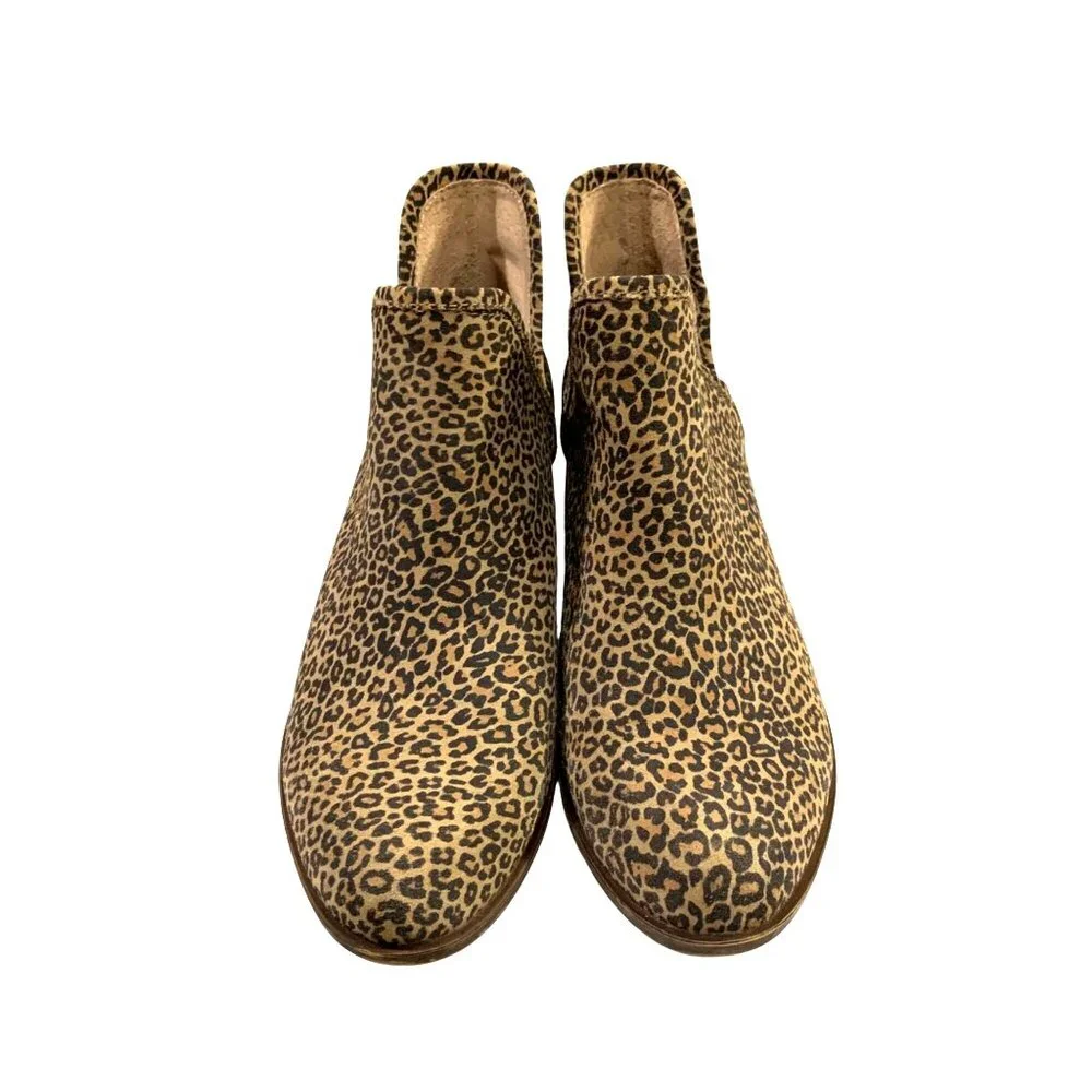 Lucky Brand Women's Leopard Block Heel Ankle Booties 8.5 Western Mob Wife Baddie